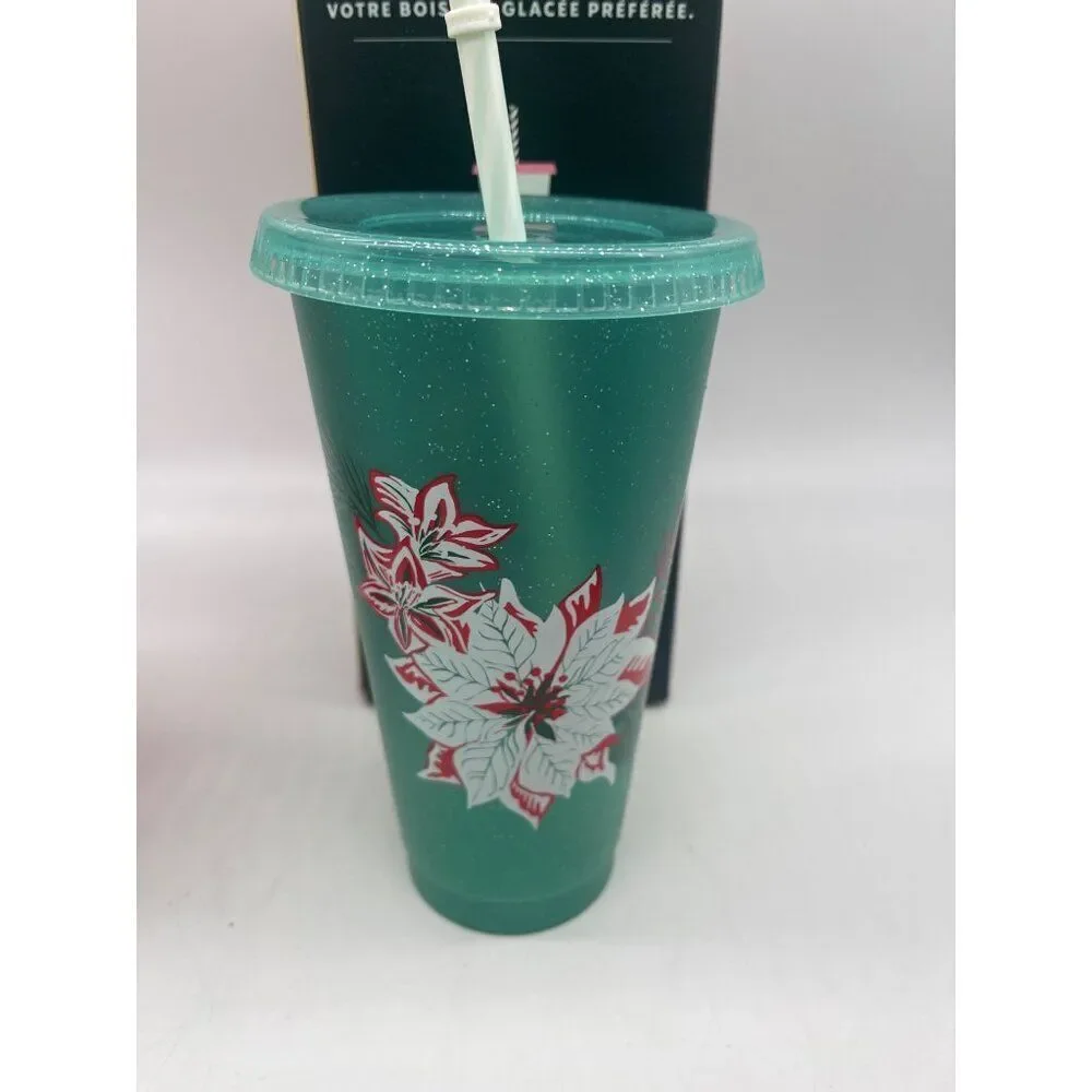 Starbuck Reusable Cold Cups With Lids And Straws Set of 4